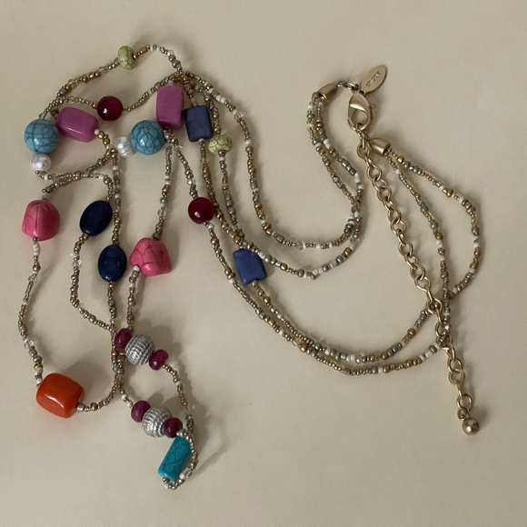 Chico's multi color beaded necklace. 2 strand. Gold tone. - Picture 3 of 3